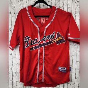 Vintage 90’s MAJESTIC Men’s Embroidered Atlanta Braves JONES 10 Baseball Jersey